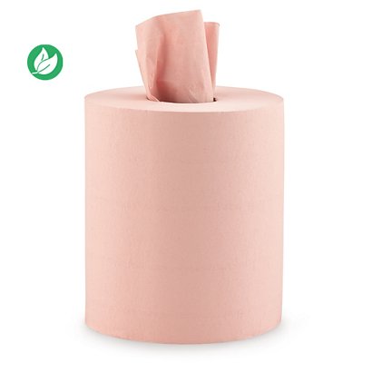 Essuie-tout bobine papier recyclé double épaisseur - Coloris chamois - 450 feuilles 19,5 x 30 cm