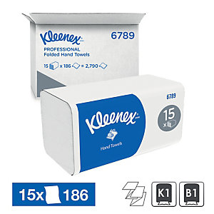 Essuie-mains enchevêtrés Kleenex 6789, 15 paquets de 186