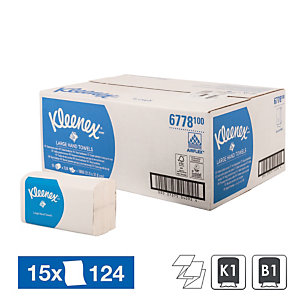 Essuie-mains enchevêtrés Kleenex Ultra 6778, 15 paquets de 124