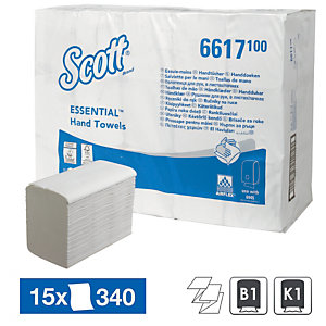Essuie-mains enchevêtrés Scott Essential 6617, 15 paquets de 340
