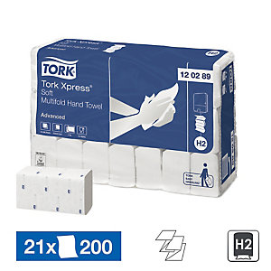 Essuie-mains enchevêtrés Tork Xpress Advanced Extra Soft H2, 21 paquets de 200