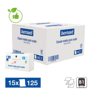 Essuie-mains pliés enchevêtrés Bernard, lot de 15 x 125 soit 1875 Essuie-mains pliés enchevêtrés Bernard, lot de 15 x 125 soit 1875