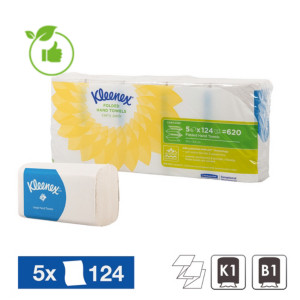 Essuie-mains pliés enchevêtrés Kleenex Airflex Ultra, lot de 5x124 soit 620 Essuie-mains pliés enchevêtrés Kleenex Airflex Ultra, lot de 5x124 soit 620