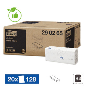 Essuie-mains pliés en C Tork Advanced, lot de 20 x 128 soit 2560 Essuie-mains pliés en C Tork Advanced, lot de 20 x 128 soit 2560