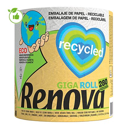 Essuie-tout Renova Gigaroll Recycled 2 épaisseurs, rouleau 280 feuilles