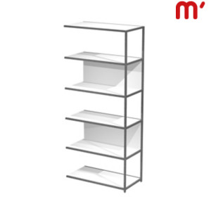 Estensione libreria alta modulare Afrodite, 90 x 44 x 200 cm, Metallo/Nobilitato Melaminico, Struttura Antracite, Ripiani e retro Bianchi Estensione libreria alta modulare Afrodite, 90 x 44 x 200 cm, Metallo/Nobilitato Melaminico, Struttura Antracite, Ripiani e retro Bianchi