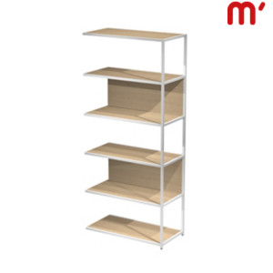 Estensione libreria alta modulare Afrodite, 90 x 44 x 200 cm, Metallo/Nobilitato Melaminico, Struttura Bianca, Ripiani e retro Rovere Estensione libreria alta modulare Afrodite, 90 x 44 x 200 cm, Metallo/Nobilitato Melaminico, Struttura Bianca, Ripiani e retro Rovere