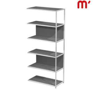 Estensione libreria alta modulare Afrodite, 90 x 44 x 200 cm, Metallo/Nobilitato Melaminico, Struttura Bianco, Ripiani e retro Antracite Estensione libreria alta modulare Afrodite, 90 x 44 x 200 cm, Metallo/Nobilitato Melaminico, Struttura Bianco, Ripiani e retro Antracite