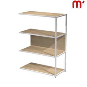 Estensione libreria bassa modulare Afrodite, 90 x 44 x 122 cm, Metallo/Nobilitato Melaminico, Struttura Bianca, Ripiani e retro Rovere Estensione libreria bassa modulare Afrodite, 90 x 44 x 122 cm, Metallo/Nobilitato Melaminico, Struttura Bianca, Ripiani e retro Rovere