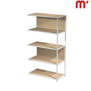 Estensione libreria media modulare Afrodite, 90 x 44 x 161 cm, Metallo/Nobilitato Melaminico, Struttura Bianca, Ripiani e retro Rovere Estensione libreria media modulare Afrodite, 90 x 44 x 161 cm, Metallo/Nobilitato Melaminico, Struttura Bianca, Ripiani e retro Rovere