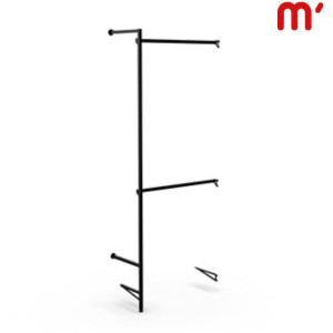 Estensione per montante a cremagliera per sistema Showroom con 2 barre appenderia, 91,3 x 45 x 240 cm, Metallo verniciato nero Estensione per montante a cremagliera per sistema Showroom con 2 barre appenderia, 91,3 x 45 x 240 cm, Metallo verniciato nero