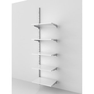 Estensione per sistema cavettato Canalina con 5 ripiani in legno bianco lucido, 63,5 x 45 x 240 cm, Metallo/legno, Cromato/ Bianco lucido
