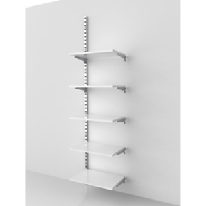 Estensione per sistema cavettato Canalina con 5 ripiani in legno bianco lucido, 63,5 x 45 x 240 cm, Metallo/legno, Cromato/ Bianco lucido Estensione per sistema cavettato Canalina con 5 ripiani in legno bianco lucido, 63,5 x 45 x 240 cm, Metallo/legno, Cromato/ Bianco lucido