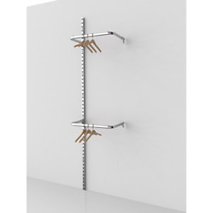 Estensione per sistema cavettato Canalina con doppia barra appenderia, 63,5 x 38 x 240 cm, Metallo cromato