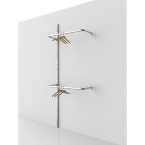 Estensione per sistema cavettato Canalina con doppia barra appenderia, 93,5 x 38 x 240 cm, Metallo cromato