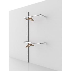 Estensione per sistema cavettato Canalina con doppia barra appenderia, 93,5 x 38 x 240 cm, Metallo cromato Estensione per sistema cavettato Canalina con doppia barra appenderia, 93,5 x 38 x 240 cm, Metallo cromato