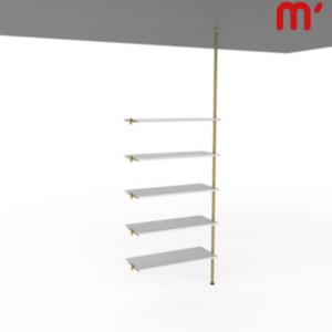 Estensione per sistema a scaffale Gold modulare pavimento-soffitto con ripiani in legno bianco e reggiripiani, 103 x 40 x 300 cm, Metallo verniciato/Legno, Oro/Bianco Estensione per sistema a scaffale Gold modulare pavimento-soffitto con ripiani in legno bianco e reggiripiani, 103 x 40 x 300 cm, Metallo verniciato/Legno, Oro/Bianco