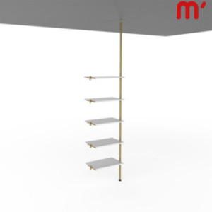 Estensione per sistema a scaffale Gold modulare pavimento-soffitto con ripiani in legno bianco e reggiripiani, 63 x 40 x 300 cm, Metallo verniciato/Legno, Oro/Bianco Estensione per sistema a scaffale Gold modulare pavimento-soffitto con ripiani in legno bianco e reggiripiani, 63 x 40 x 300 cm, Metallo verniciato/Legno, Oro/Bianco