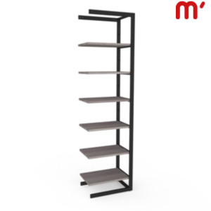 Estensione per sistema a scaffale Shopping con reggiripiani, barra appenderia e ripiani in legno, 62,2 x 44,2 x 240 cm, Metallo verniciato/legno, Nero opaco/Naturale Estensione per sistema a scaffale Shopping con reggiripiani, barra appenderia e ripiani in legno, 62,2 x 44,2 x 240 cm, Metallo verniciato/legno, Nero opaco/Naturale