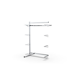 Estensione per struttura autoportante per sistema Gondola con 5 ripiani in legno e 1 barra appenderia, 101,5 x 71 x 145 cm, Metallo Estensione per struttura autoportante per sistema Gondola con 5 ripiani in legno e 1 barra appenderia, 101,5 x 71 x 145 cm, Metallo