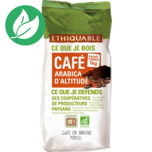 Ethiquable Café en grains du Pérou, arabica d'altitude - 1 kg Ethiquable Café en grains du Pérou, arabica d'altitude - 1 kg