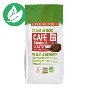 Ethiquable Café moulu Pérou équitable, Arabica, paquet 1 kg
