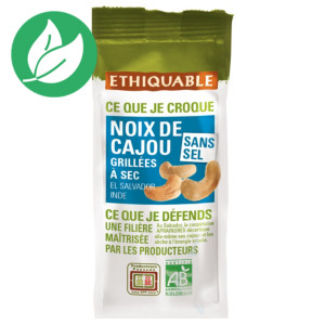 Ethiquable Noix de cajou Bio grillées sans sel - sachet de 100 g Ethiquable Noix de cajou Bio grillées sans sel - sachet de 100 g