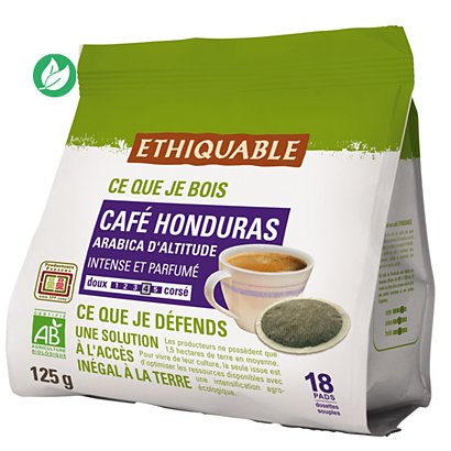 Ethiquable Paquet de 18 dosettes de café Honduras, compatible SENSEO - Intensité 4