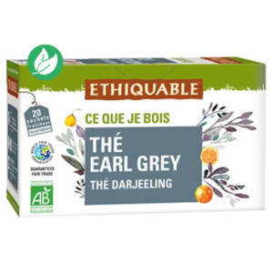 Ethiquable Sachets de thé noir Earl Grey Darjeeling - Boîte de 20 Ethiquable Sachets de thé noir Earl Grey Darjeeling - Boîte de 20