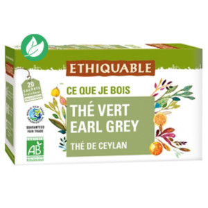 Ethiquable Sachets de thé veret Earl Grey - Boite de 20