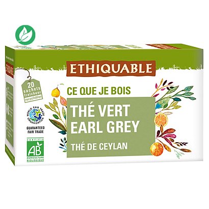 Ethiquable Sachets de thé veret Earl Grey - Boite de 20