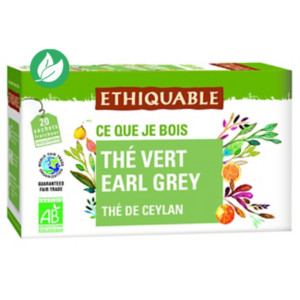 Ethiquable Sachets de thé vert Earl Grey - Boîte de 20 Ethiquable Sachets de thé vert Earl Grey - Boîte de 20