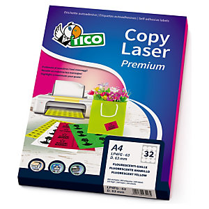 Etichette adesive stampabili in carta fluorescente TICO