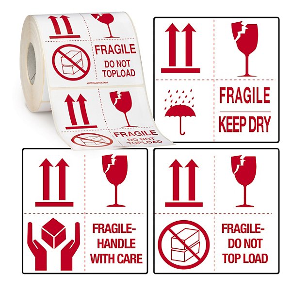 Etichette segnaletiche con stampa 4 simboli, keep dry - 7