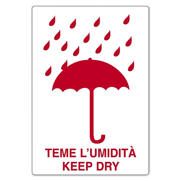 Etichette segnaletiche con stampa 4 simboli, keep dry - 5