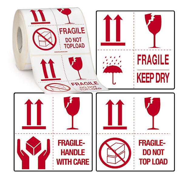 Etichette segnaletiche con stampa 4 simboli, keep dry - 1