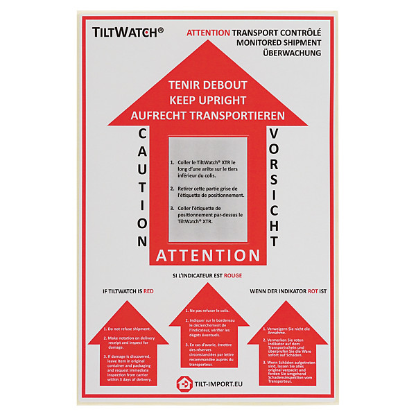 Etiqueta de posicionamiento para indicador de vuelco 15x22,5 cm - 1