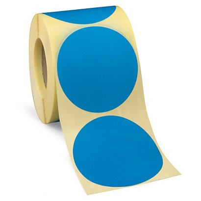 Etiquetas adhesivas redondas en color azul reposicionables diámetro 70mm - 1