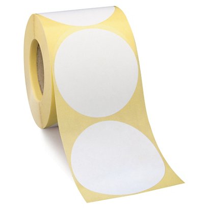 Etiquetas adhesivas redondas en color blanco reposicionables diámetro 70mm - 1