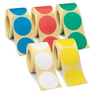Etiquetas adhesivas redondas en color reposicionables 70 mm