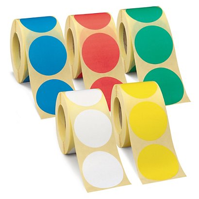 Etiquetas adhesivas redondas en color reposicionables 70 mm - 1