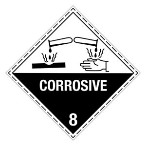 Etiquetas para envío de materias peligrosas "materias corrosivas"