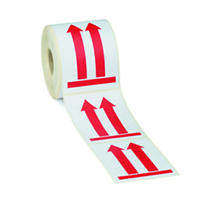 Etiquette adhésive pré-imprimée - 2 flèches rouges vers le haut - 1000 étiquettes 9 x 13 cm - lot de 1000