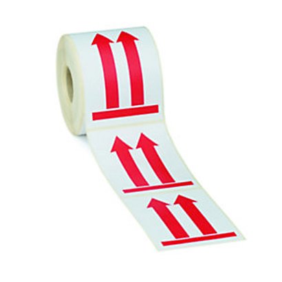 Etiquette adhésive pré-imprimée - 2 flèches rouges vers le haut - 1000 étiquettes 9 x 13 cm