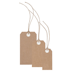 Étiquette américaine en kraft avec fil en lin non posé