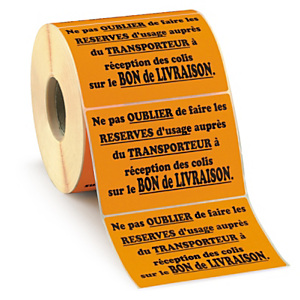 Étiquette d'expédition Réserves aupr?s du transporteur