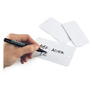 Étiquette industrielle acier laqué blanche 45x100 mm