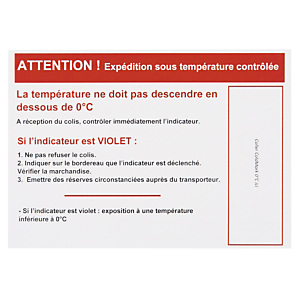 Étiquette de positionnement pour indicateur de température COLD Étiquette de positionnement pour indicateur de température COLD
