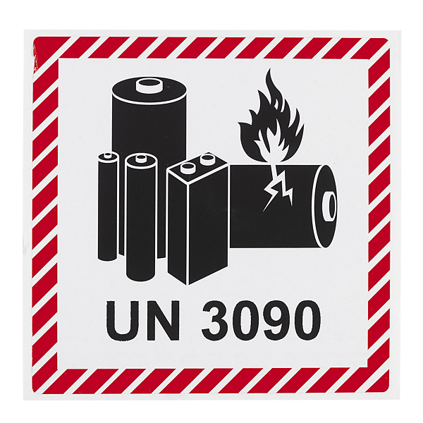 Etiquette pour le transport routier et aérien de piles et batteries au lithium UN 3090 - 1