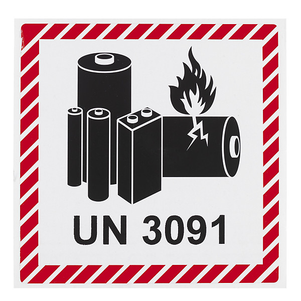 Etiquette pour le transport routier et aérien de piles et batteries au lithium UN 3091 - 1